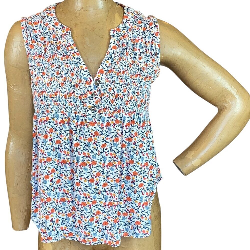 Ivy Cropped Smocked Sleeveless‎ Top Ditzy Floral Sz S #89K